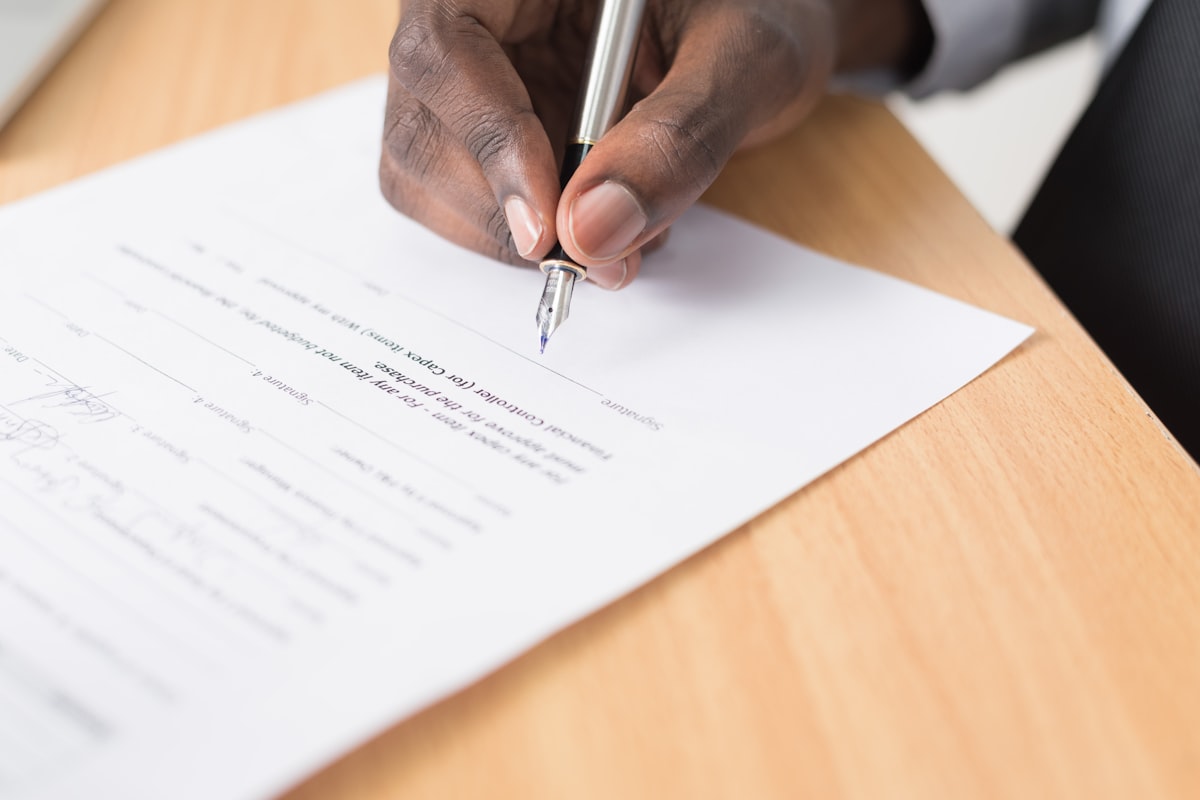 Legal documents and pen for power of attorney