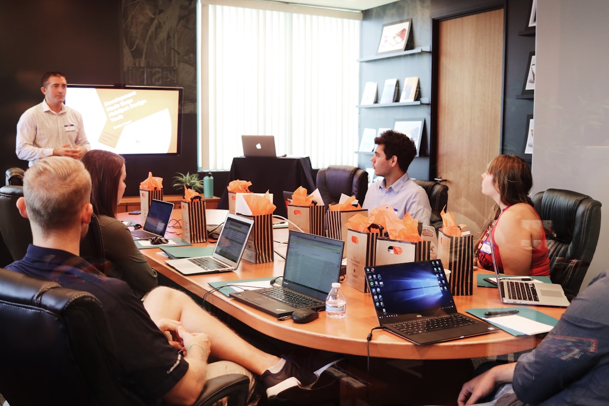 Business presentation in a professional setting