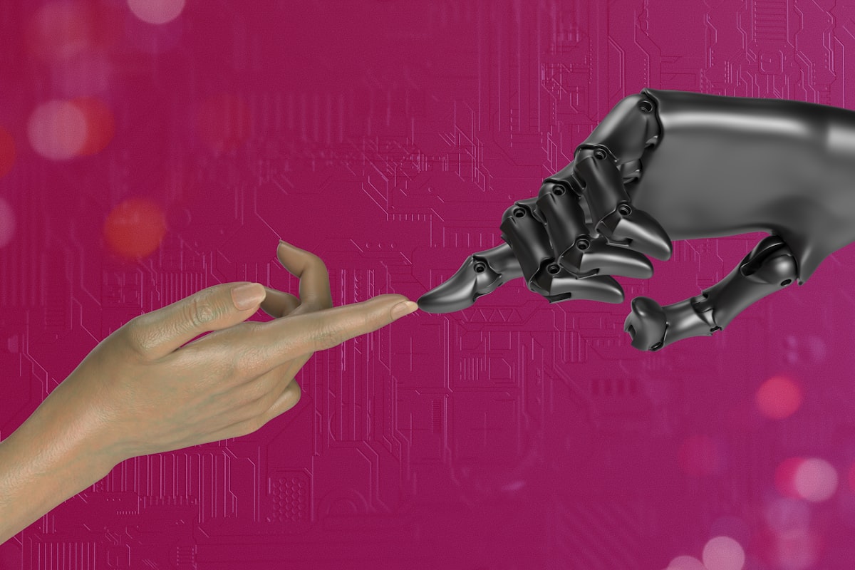 AI technology concept with digital interface