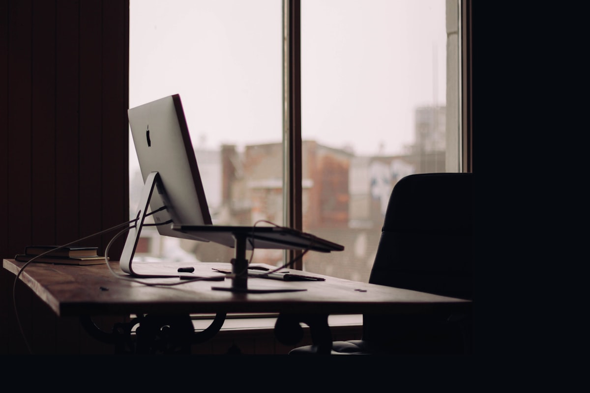 Empty office desk after job termination