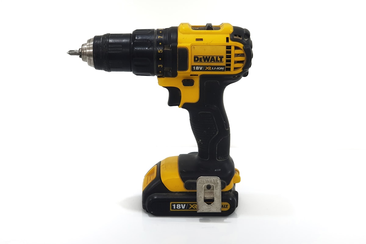 Cordless drill driver in a workshop setting