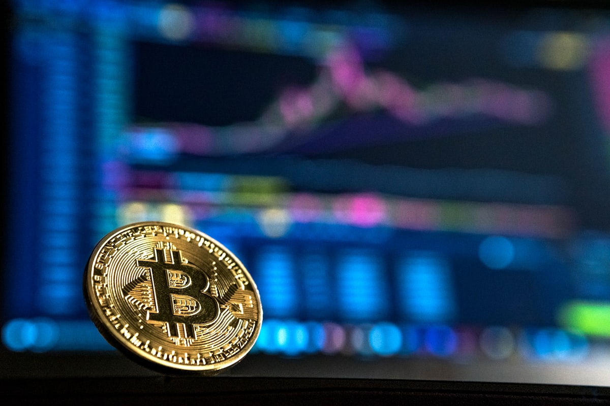 Bitcoin coin representing cryptocurrency investing